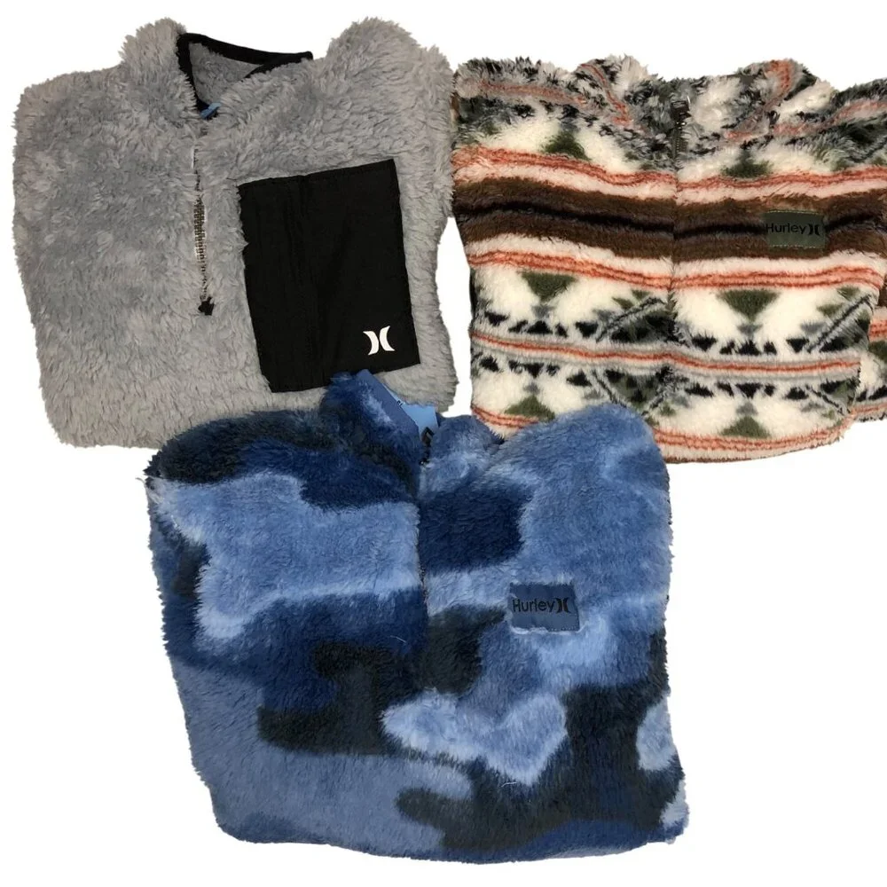 Hurley Boys Sherpa Blue‎ Quarter-Zip Jacket M 8 NWT